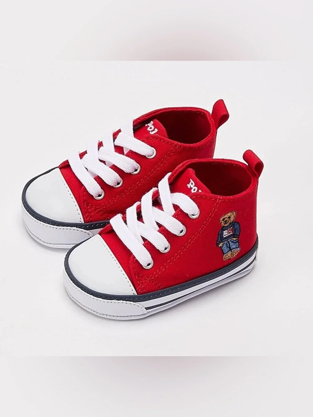 Polo Ralph Lauren Hamptyn HI American Flag Bear Infant Sneakers Size 2 (3mo-6mo)
